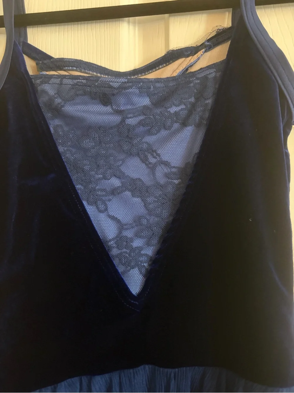 Weissman Navy Velvet Dress with Cream Lining